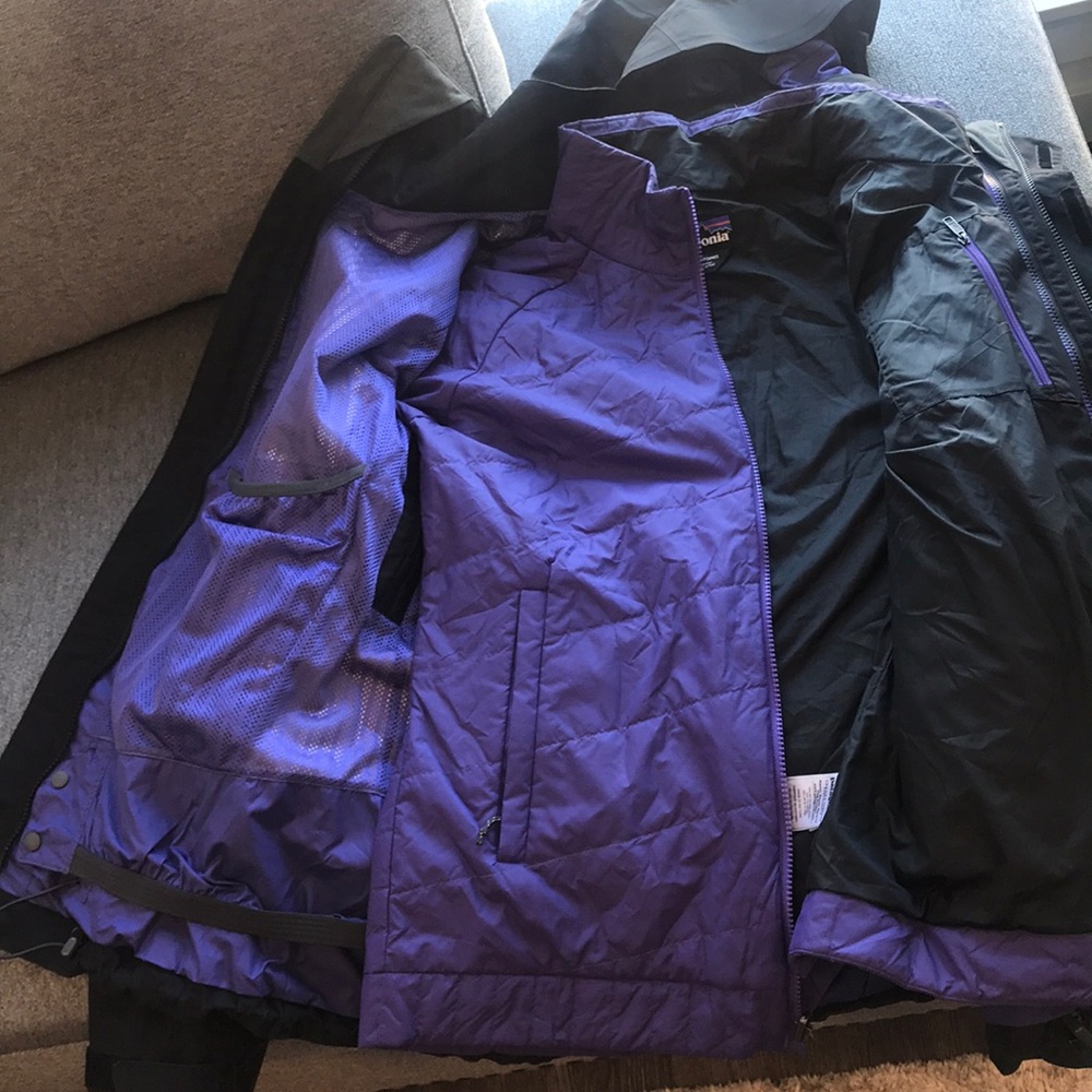 Patagonia 3-in-one snowbelle ski jacket large black purple - Picture 4 of 16